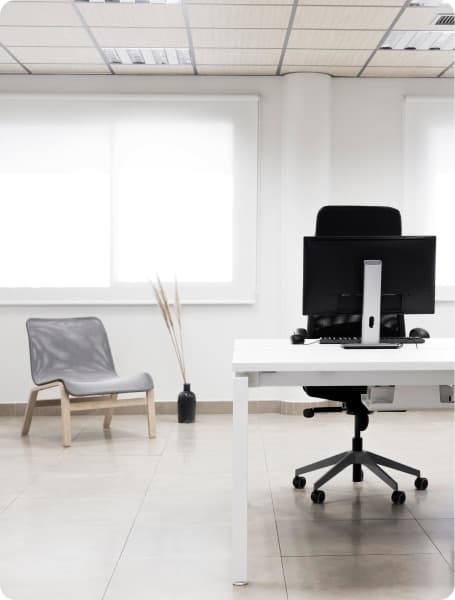 Office desk with a computer in a modern workspace